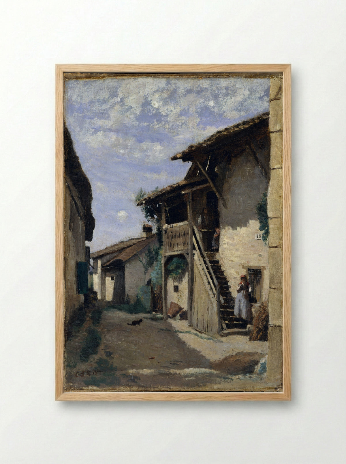 A Village Street: Dardagny - Camille Corot - Framed Print Wood