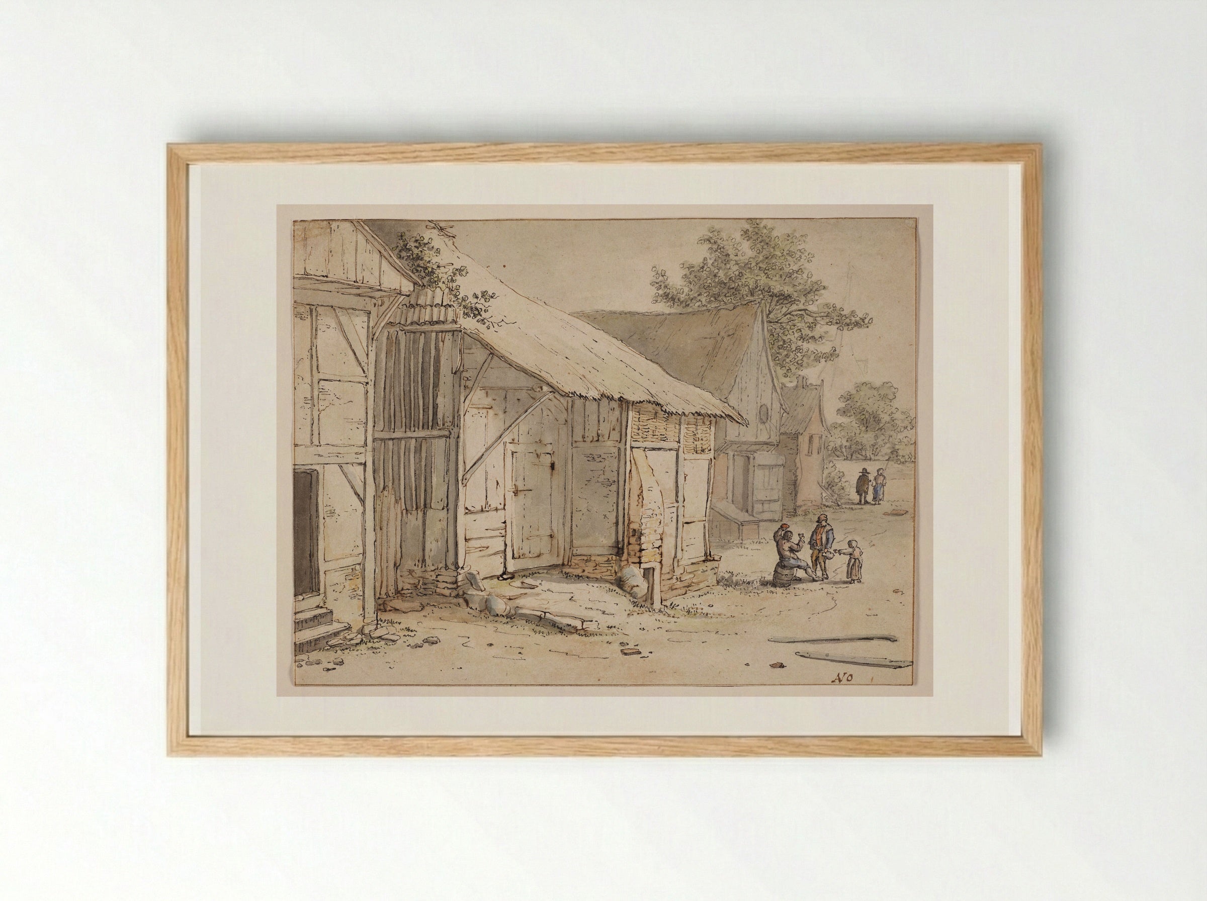 A Village Street - Cornelis Dusart - Framed Print Wood