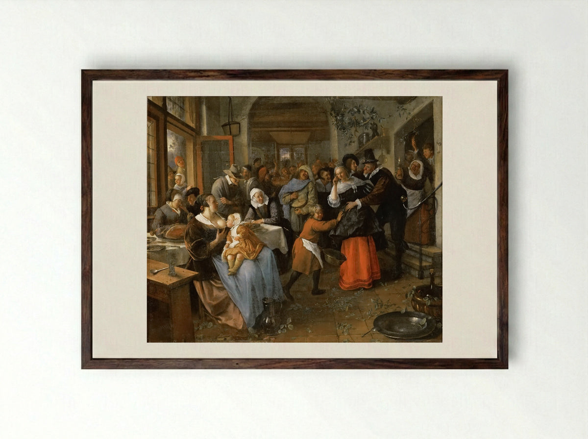 A Village Wedding - Jan Steen - Framed Print Dark Wood
