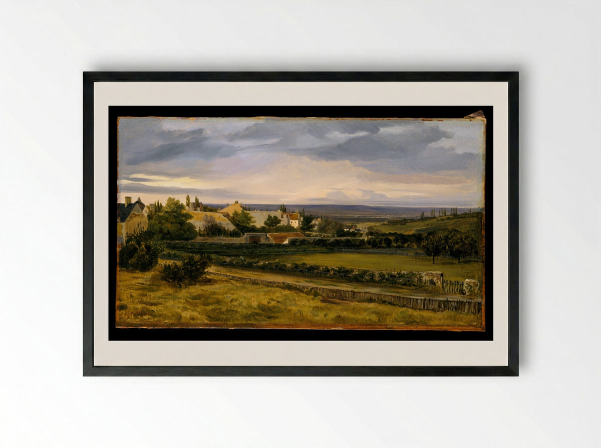 A Village in a Valley - Théodore Rousseau - Framed Print Black