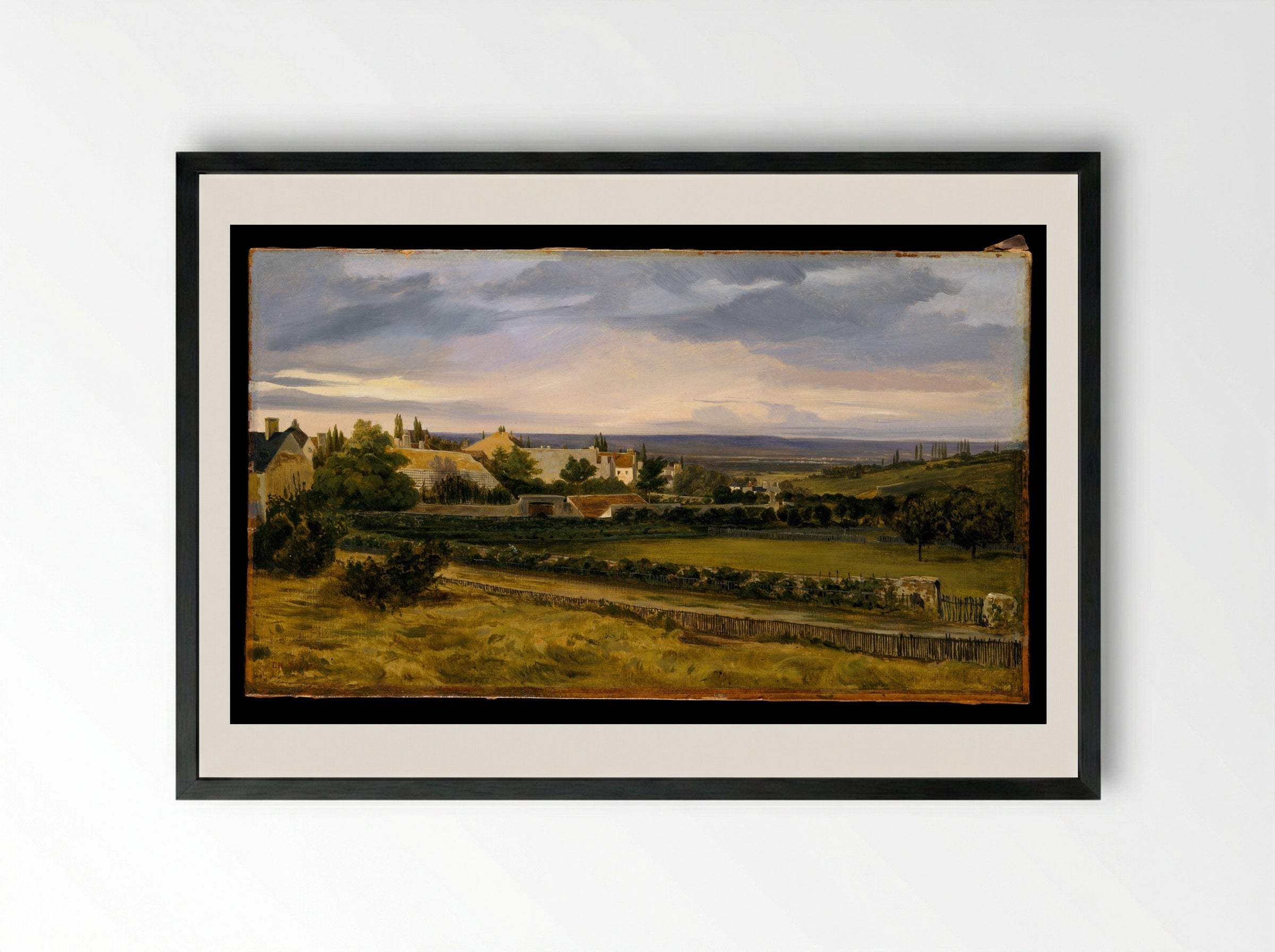 A Village in a Valley - Théodore Rousseau - Framed Print Black