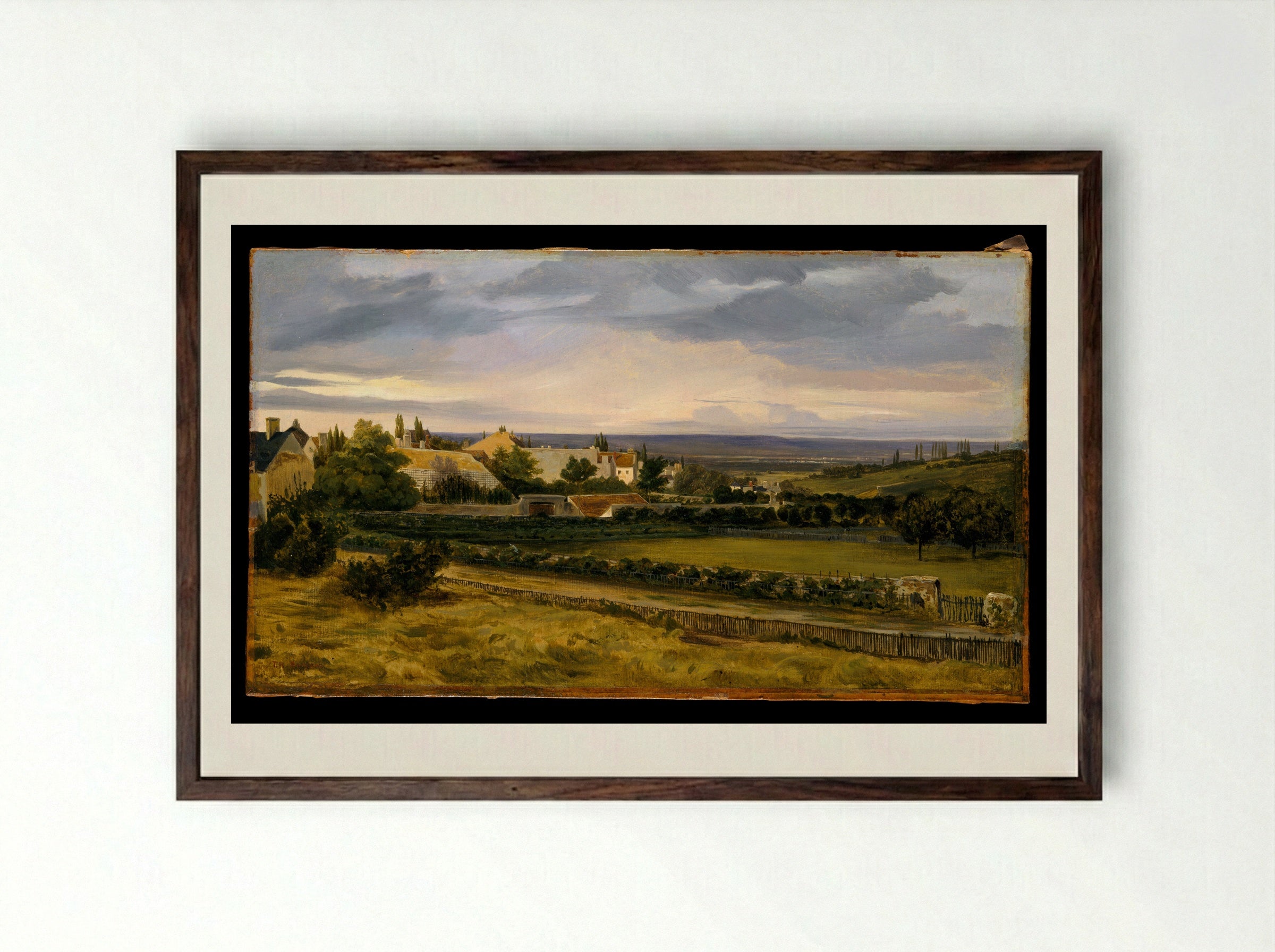 A Village in a Valley - Théodore Rousseau - Framed Print Dark Wood