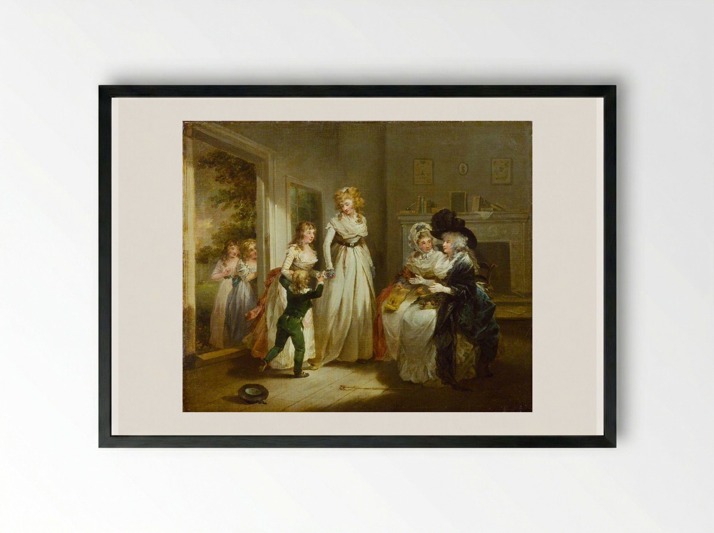 A Visit to the Boarding School - George Morland - Framed Print Black
