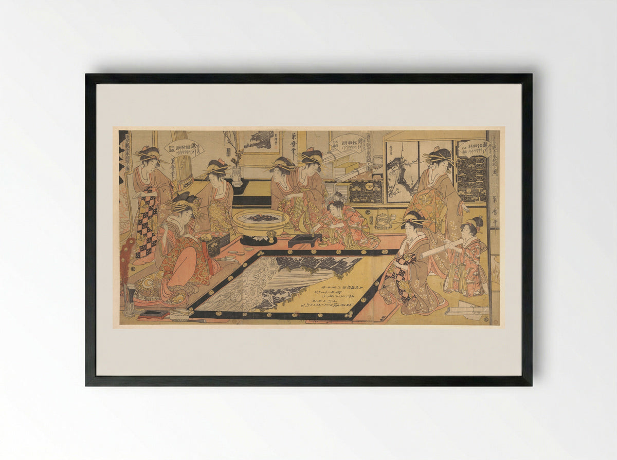 A Votive Picture to Be Donated to the Kannon of Asakusa - Kitagawa Kikumaro - Framed Print Black