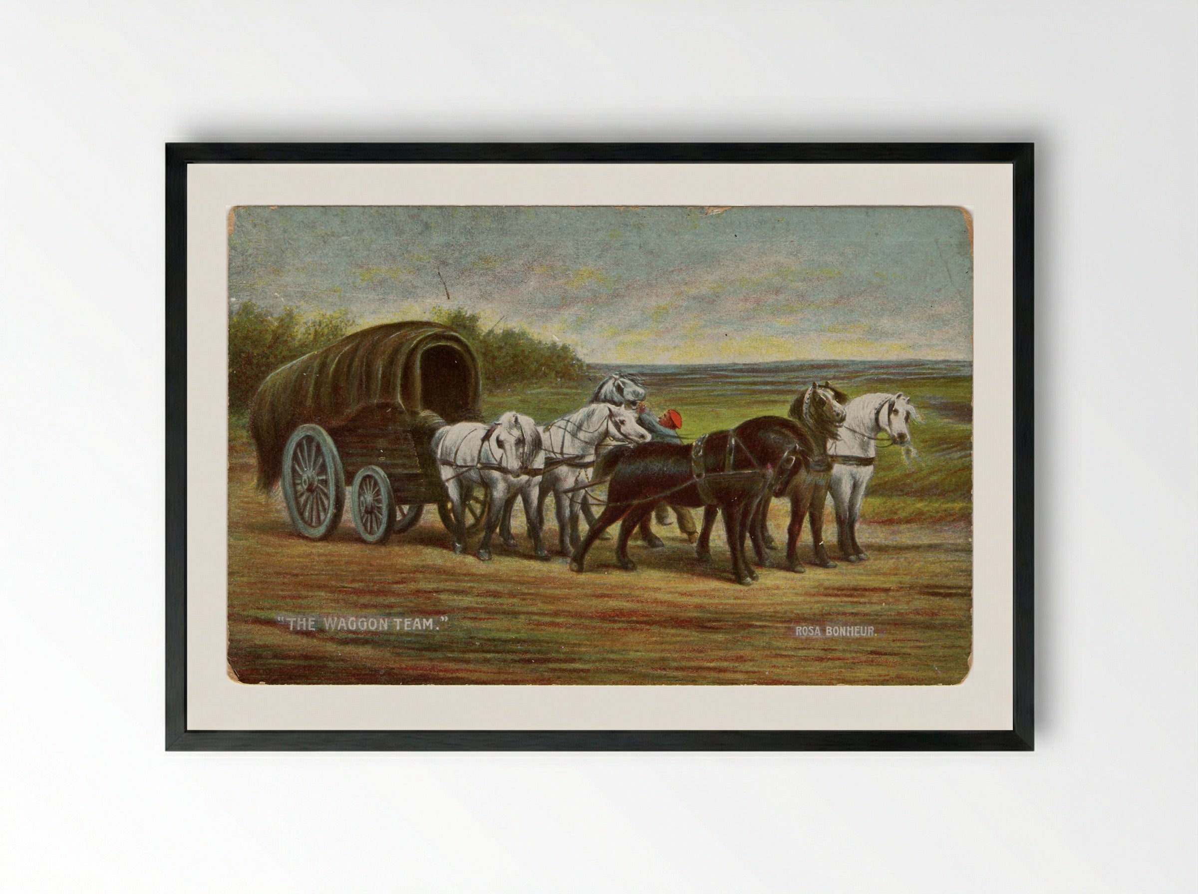 A Waggon and a Team of Horses - Rosa Bonheur - Framed Print Black