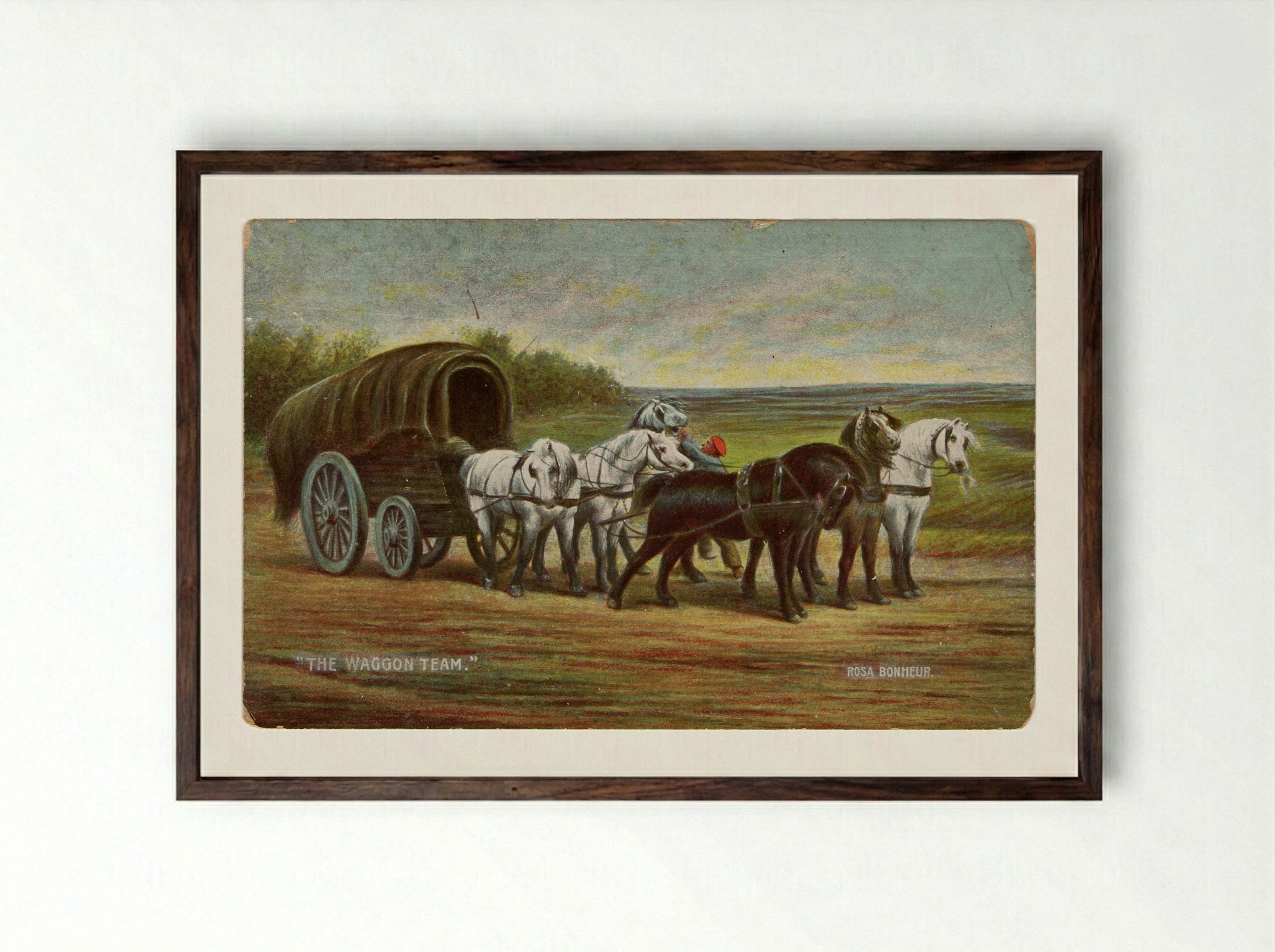 A Waggon and a Team of Horses - Rosa Bonheur - Framed Print Dark Wood