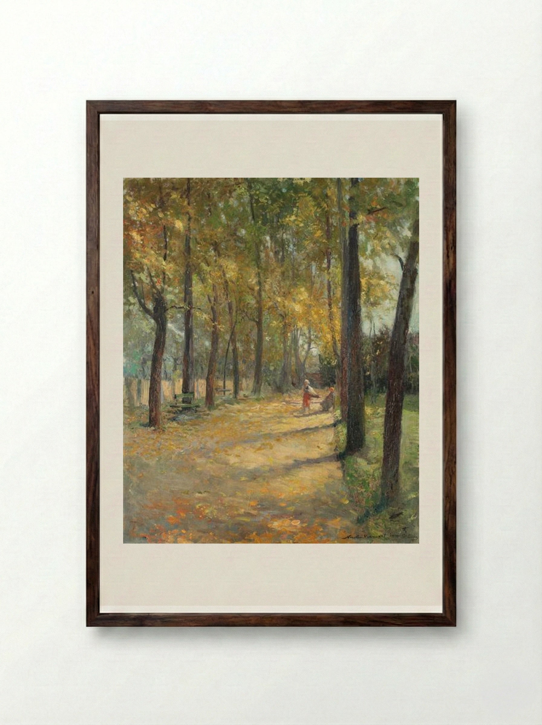 A Walk Through the Park - Nicolae Vermont - Framed Print Dark Wood