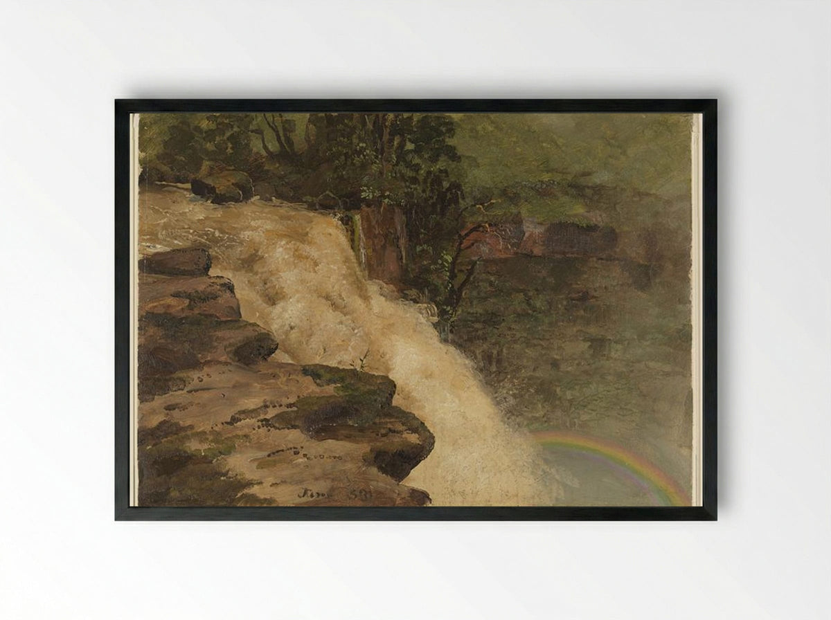 A Waterfall in Colombia - Frederic Edwin Church - Framed Print Black