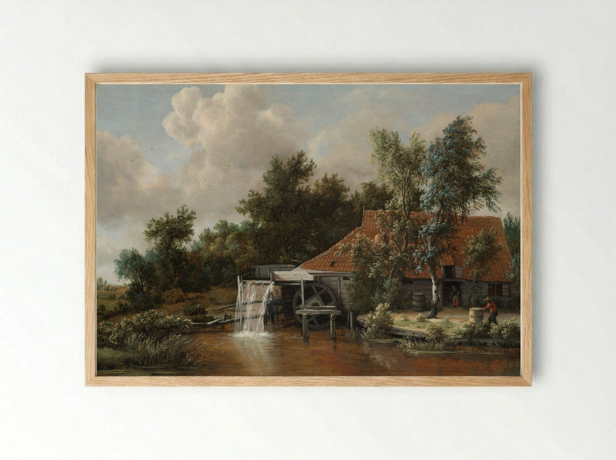 A Watermill - Meindert Hobbema - Framed Print Wood