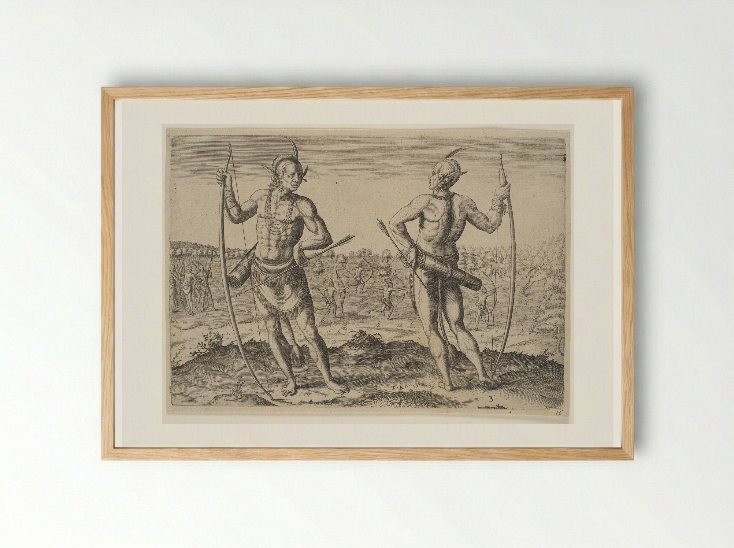 A Weroan or Great Lord of Virginia - Theodor de Bry - Framed Print Wood