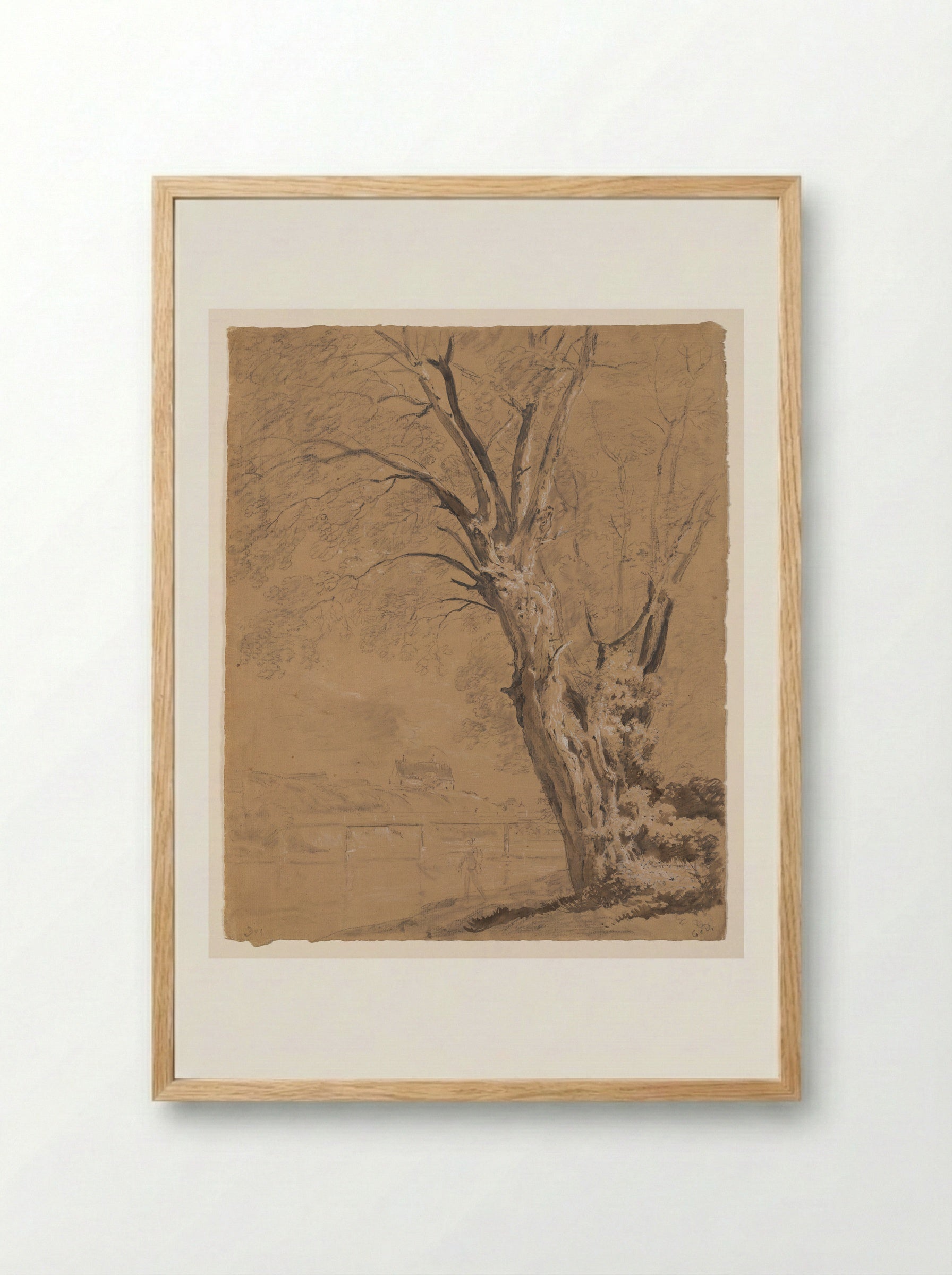 A Willow Tree on the Prater Island in Munich - Johann Georg von Dillis - Framed Print Wood