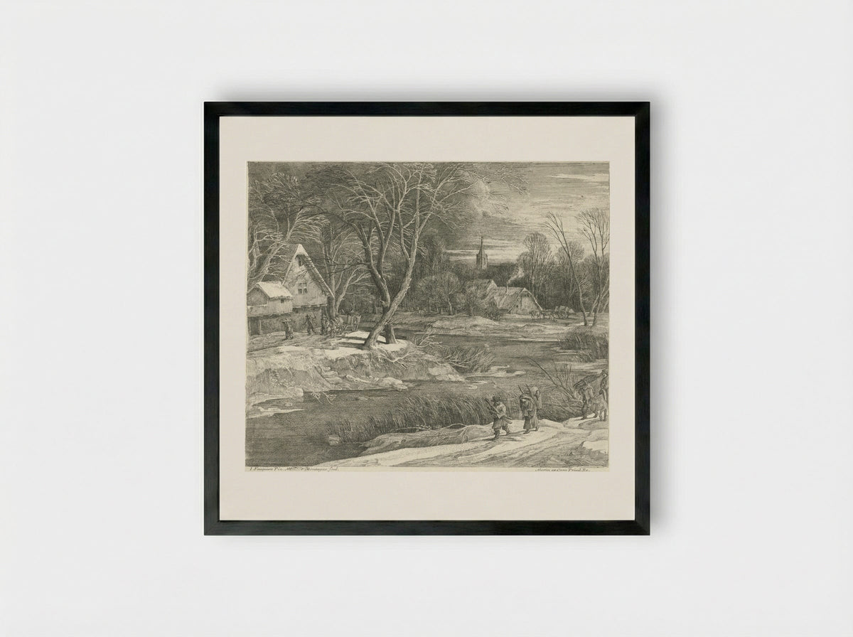 A Winter Landscape - Matthijs van Plattenberg - Framed Print Black