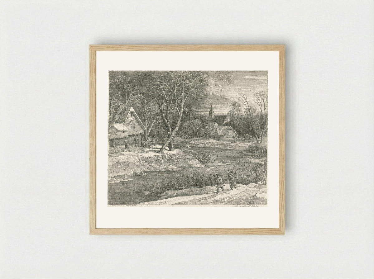 A Winter Landscape - Matthijs van Plattenberg - Framed Print Wood
