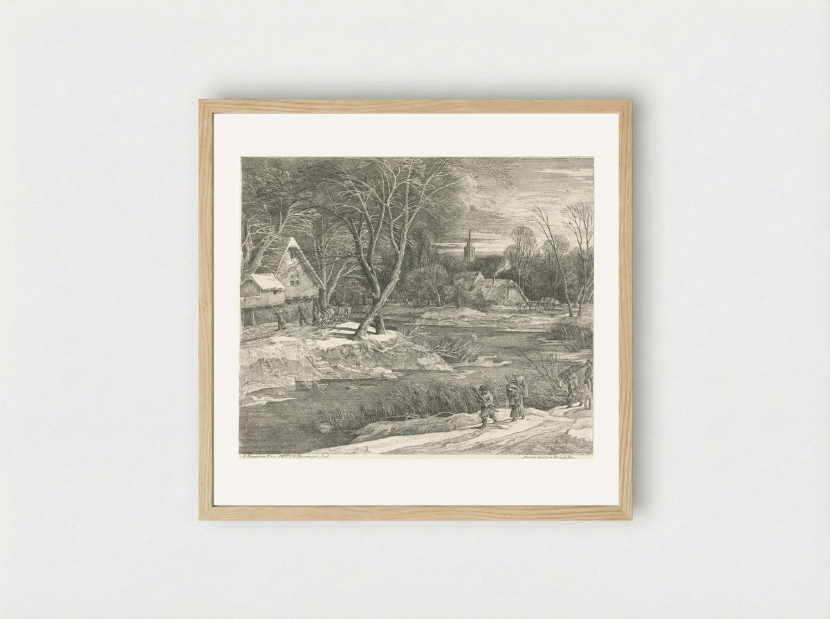 A Winter Landscape - Matthijs van Plattenberg - Framed Print Wood