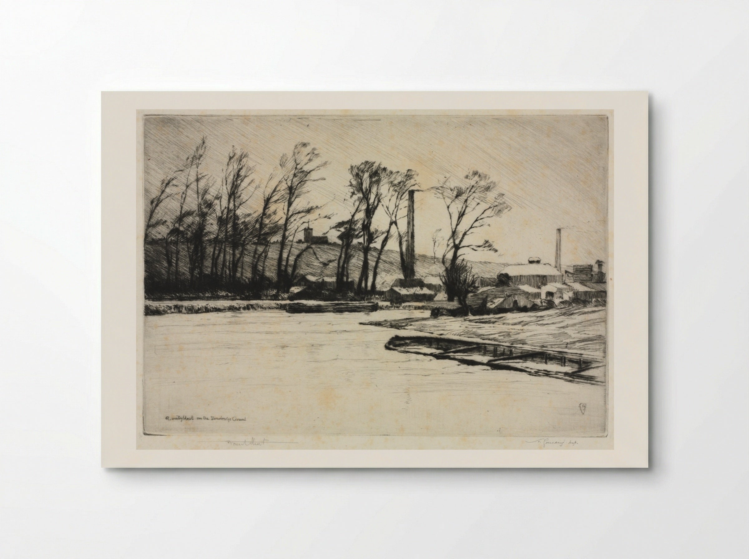 A Wintry Blast on the Stourbridge Canal - Frank Short - Poster