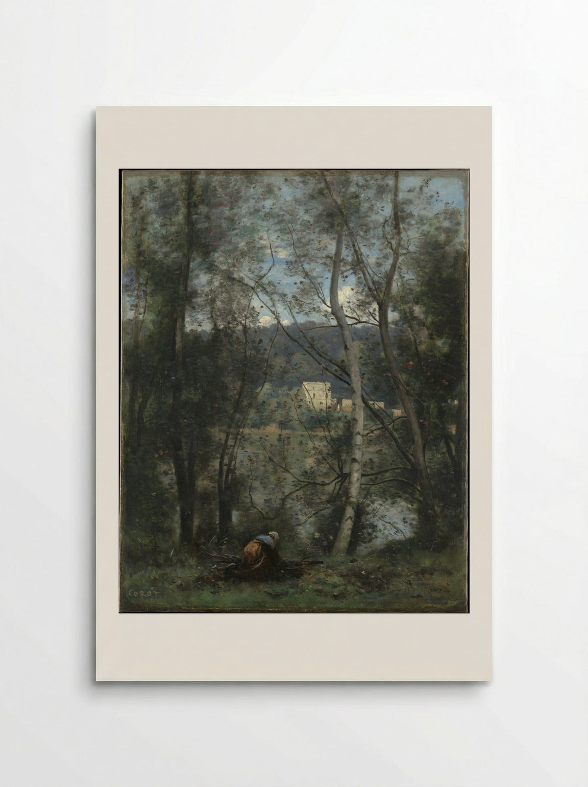 A Woman Gathering Faggots at Ville-d'Avray - Camille Corot - Poster