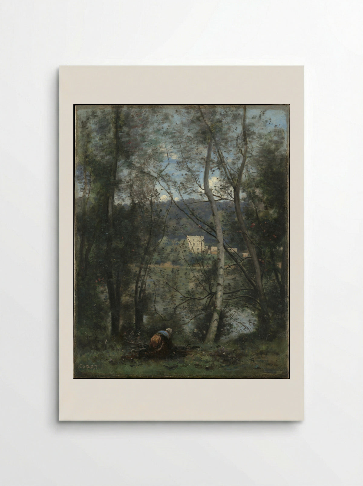 A Woman Gathering Faggots at Ville-d'Avray - Camille Corot - Poster