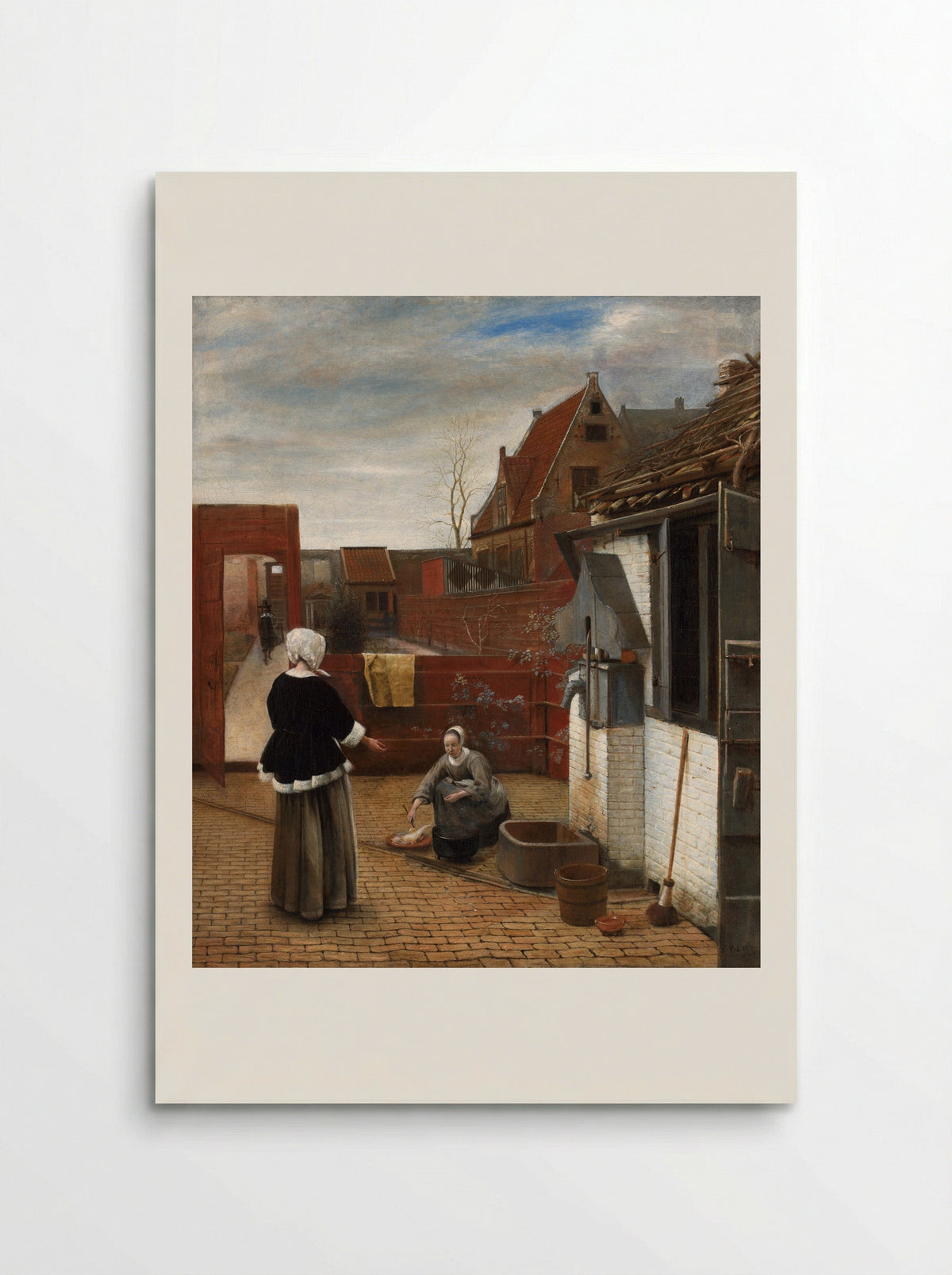 A Woman and a Maid in a Courtyard - Pieter de Hooch - Poster