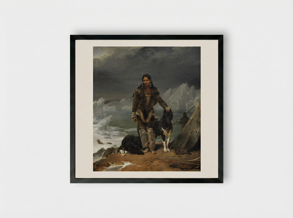 A Woman from the Arctic - Léon Cogniet - Framed Print Black