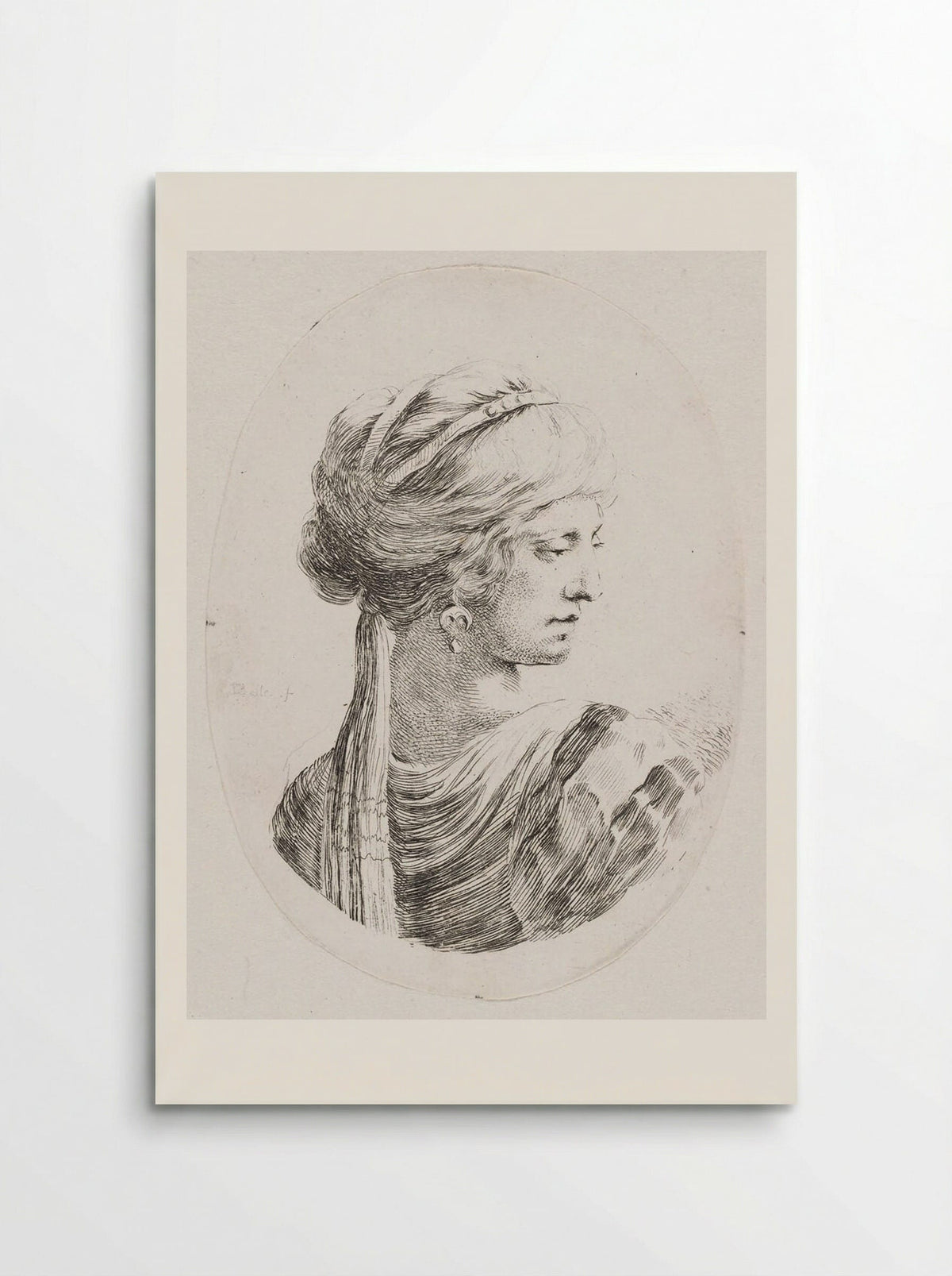 A Woman with Her Hair Bound with a Long Scarf - Stefano Della Bella - Poster