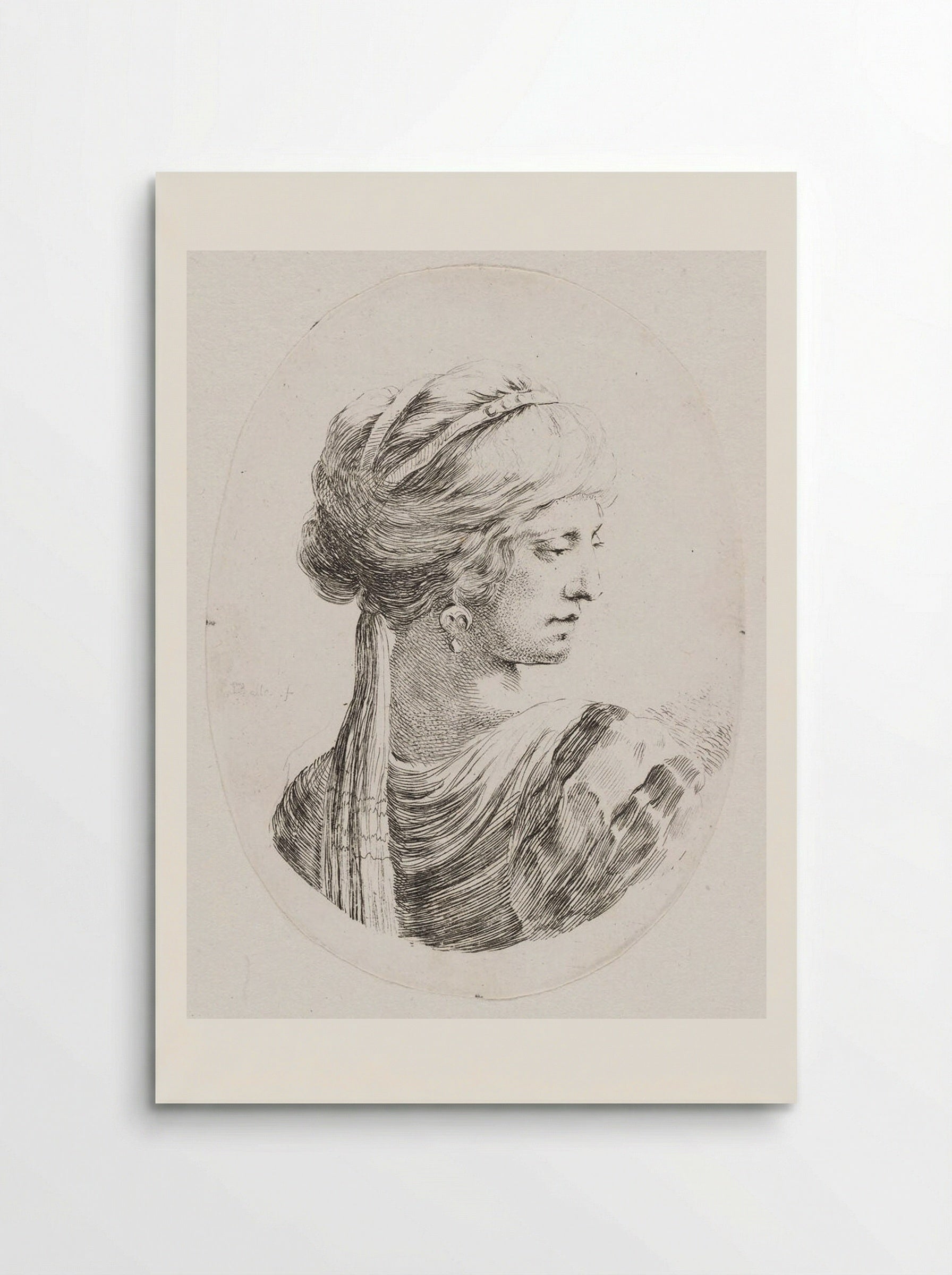 A Woman with Her Hair Bound with a Long Scarf - Stefano Della Bella - Poster