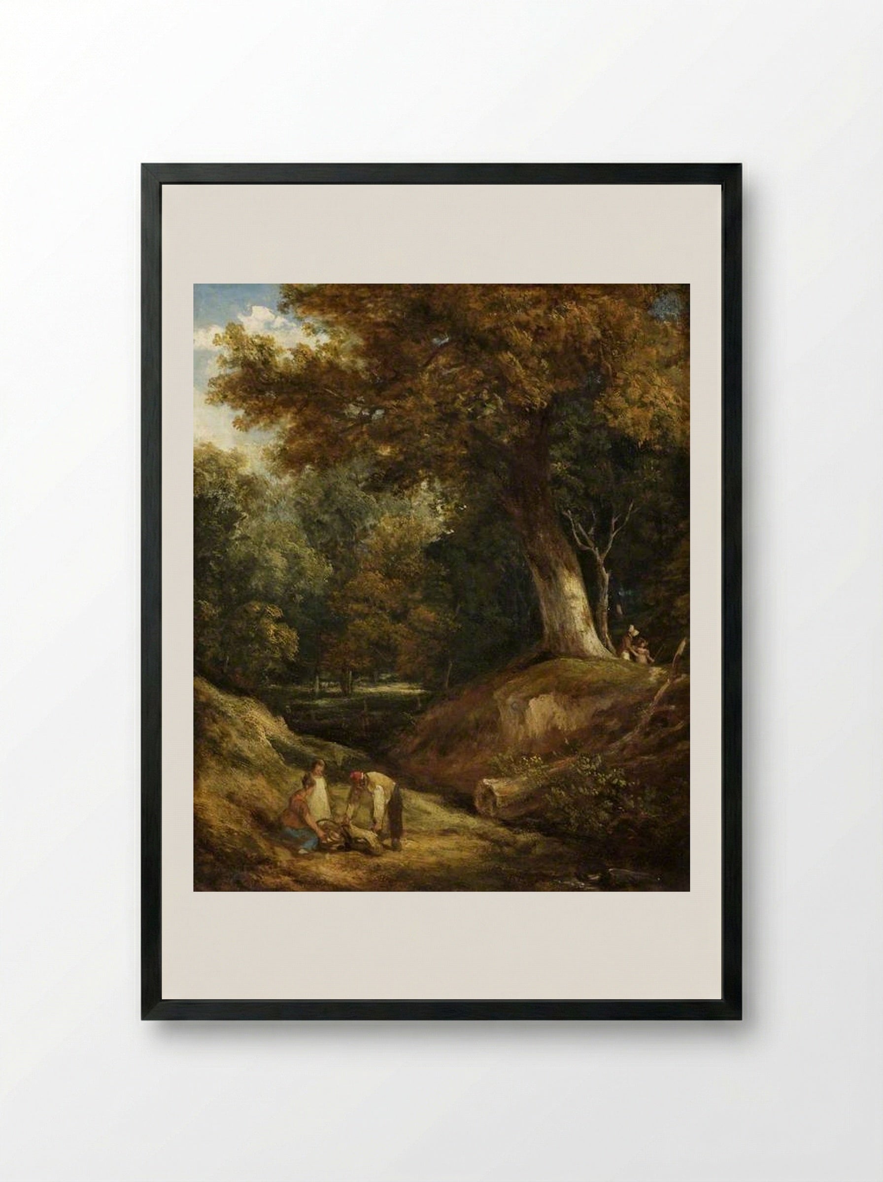 A Woodland Glade with Figures - William Collins - Framed Print Black