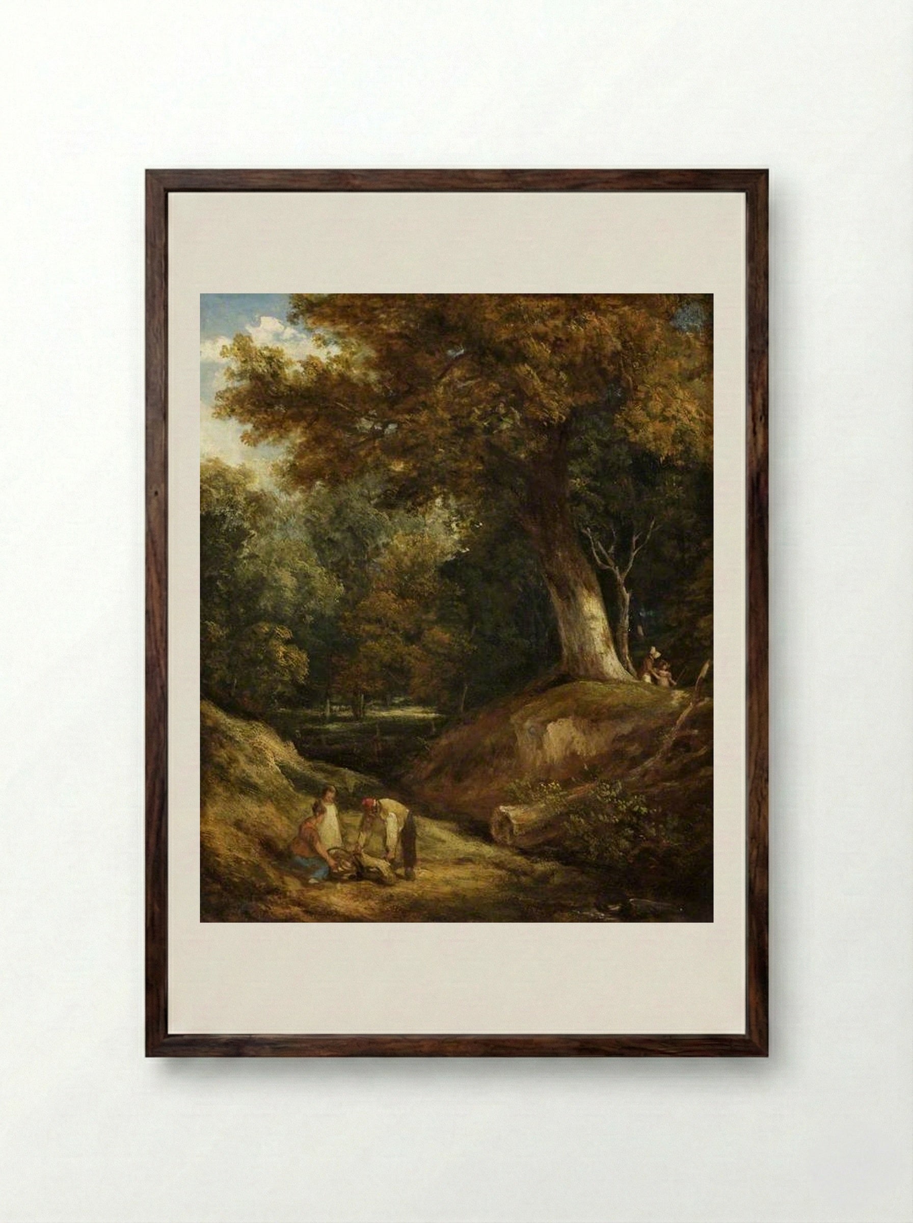 A Woodland Glade with Figures - William Collins - Framed Print Dark Wood