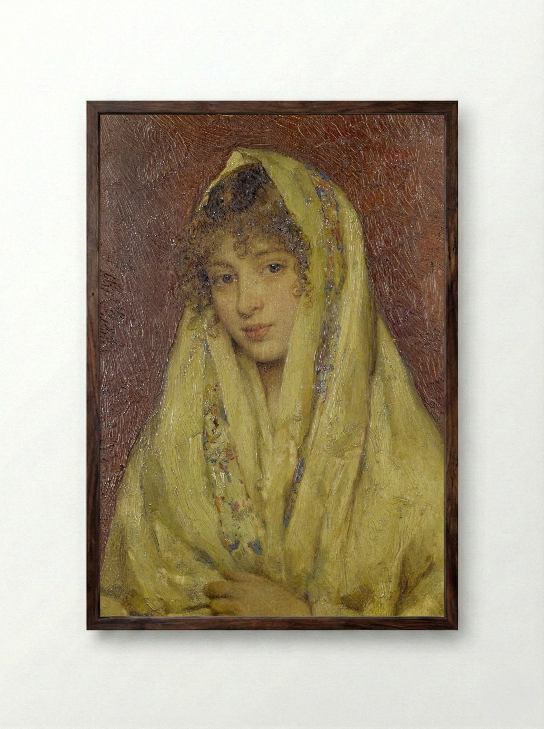 A Young Beauty - Eugene de Blaas - Framed Print Dark Wood