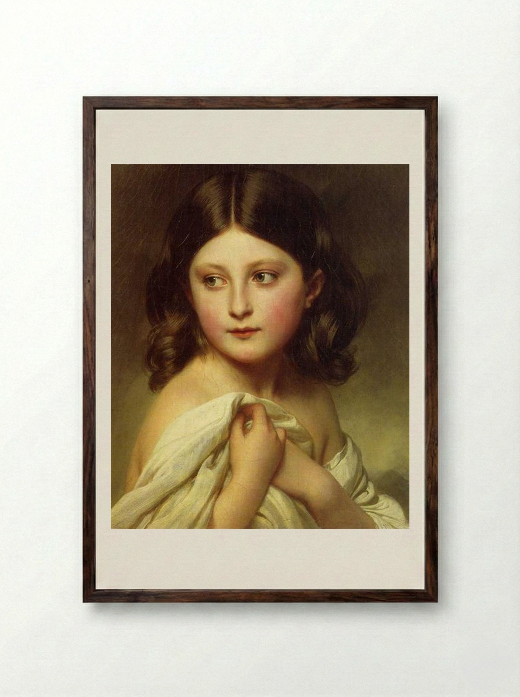 A Young Girl called Princess Charlotte - Franz Xaver Winterhalter - Framed Print Dark Wood