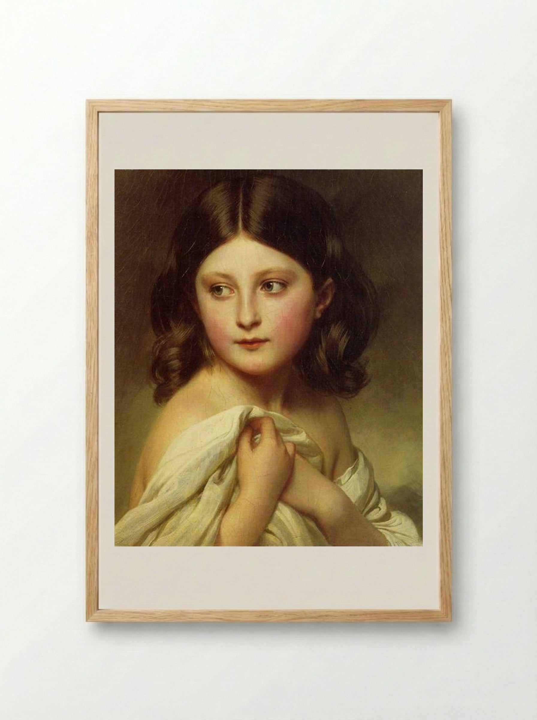 A Young Girl called Princess Charlotte - Franz Xaver Winterhalter - Framed Print Wood