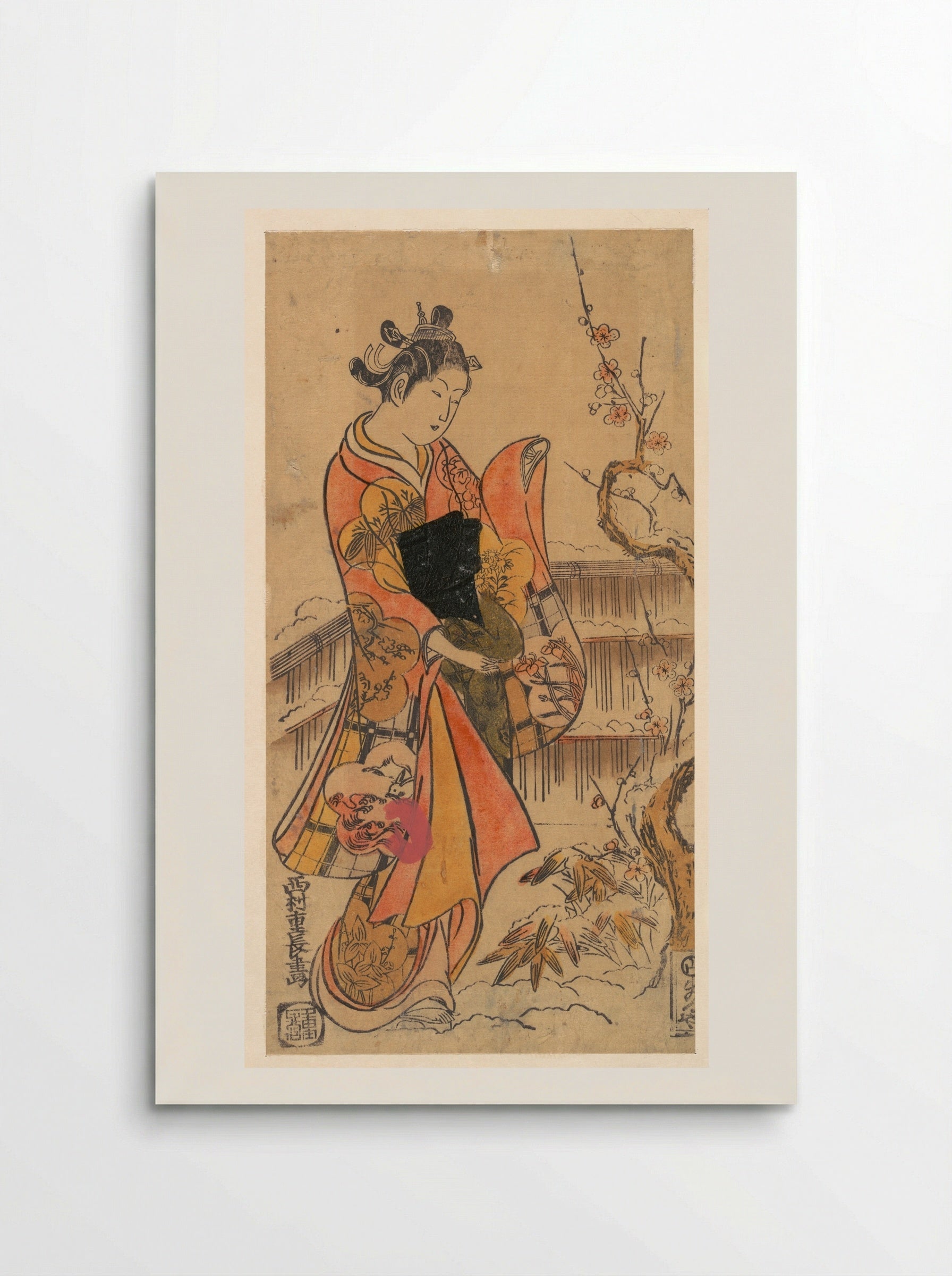 A Young Lady in a Garden - Nishimura Shigenaga - Poster