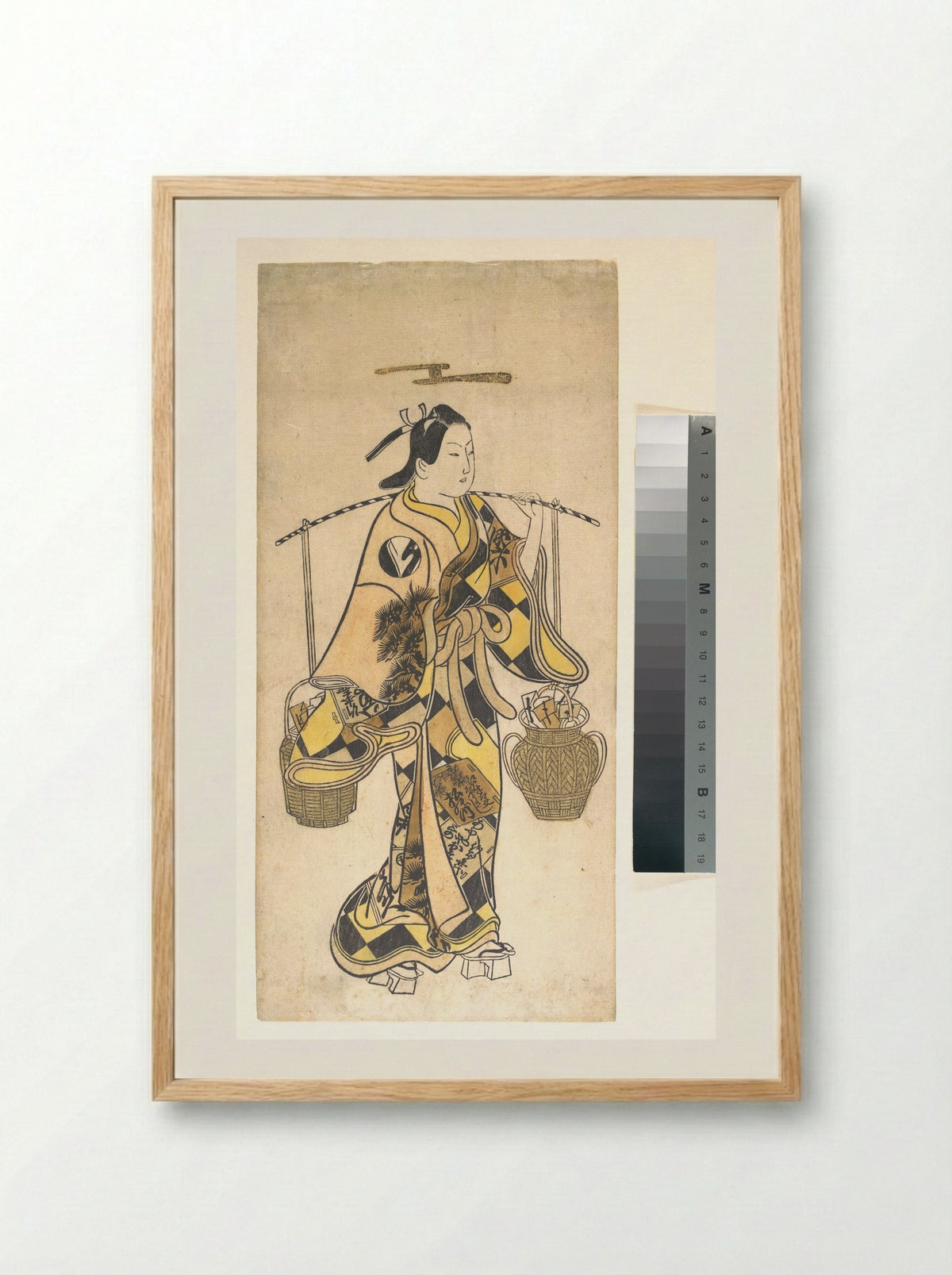 A Young Man as a Seller of Love Prophecies - Okumura Toshinobu - Framed Print Wood