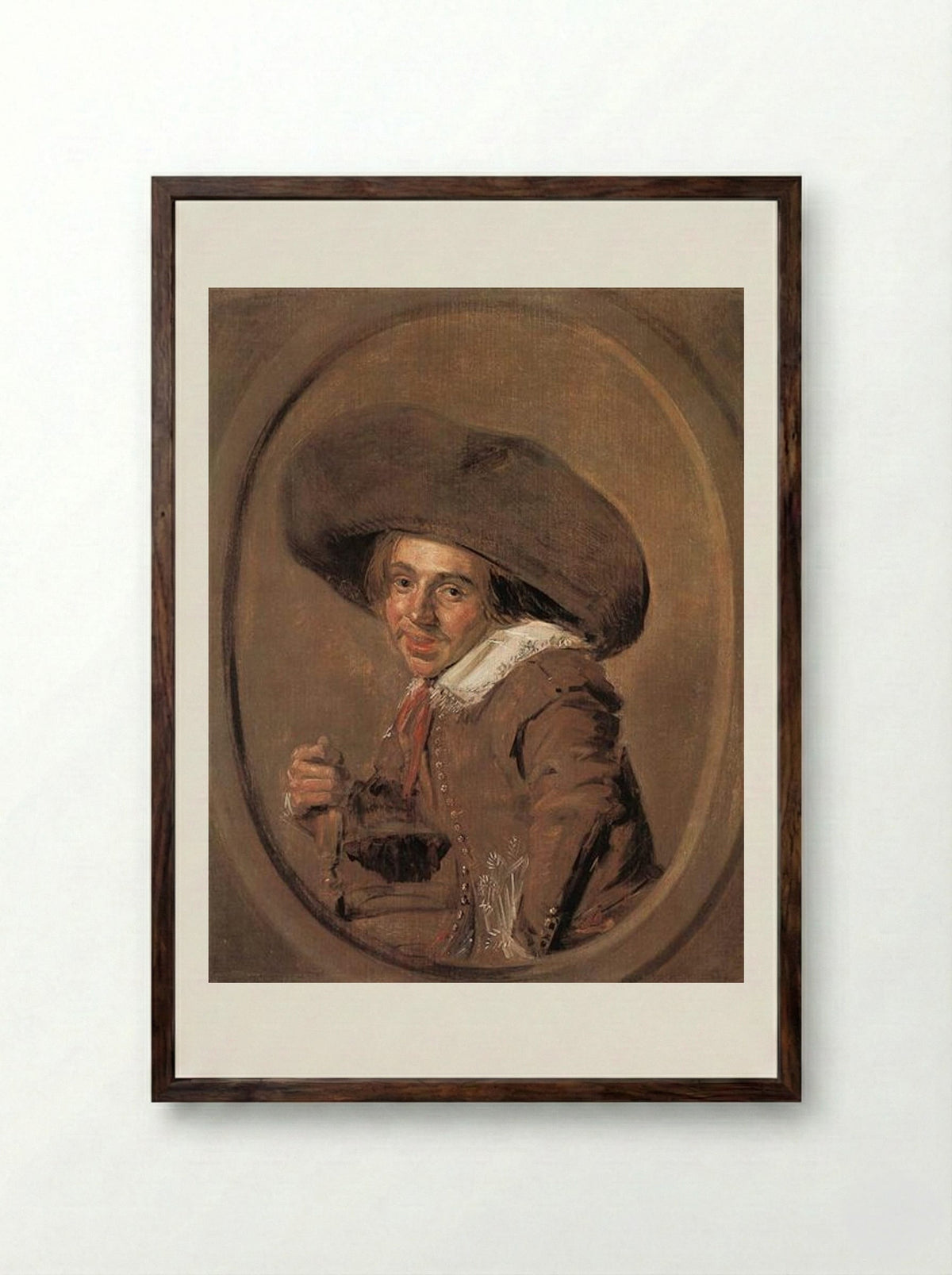A Young Man in a Large Hat - Frans Hals - Framed Print Dark Wood