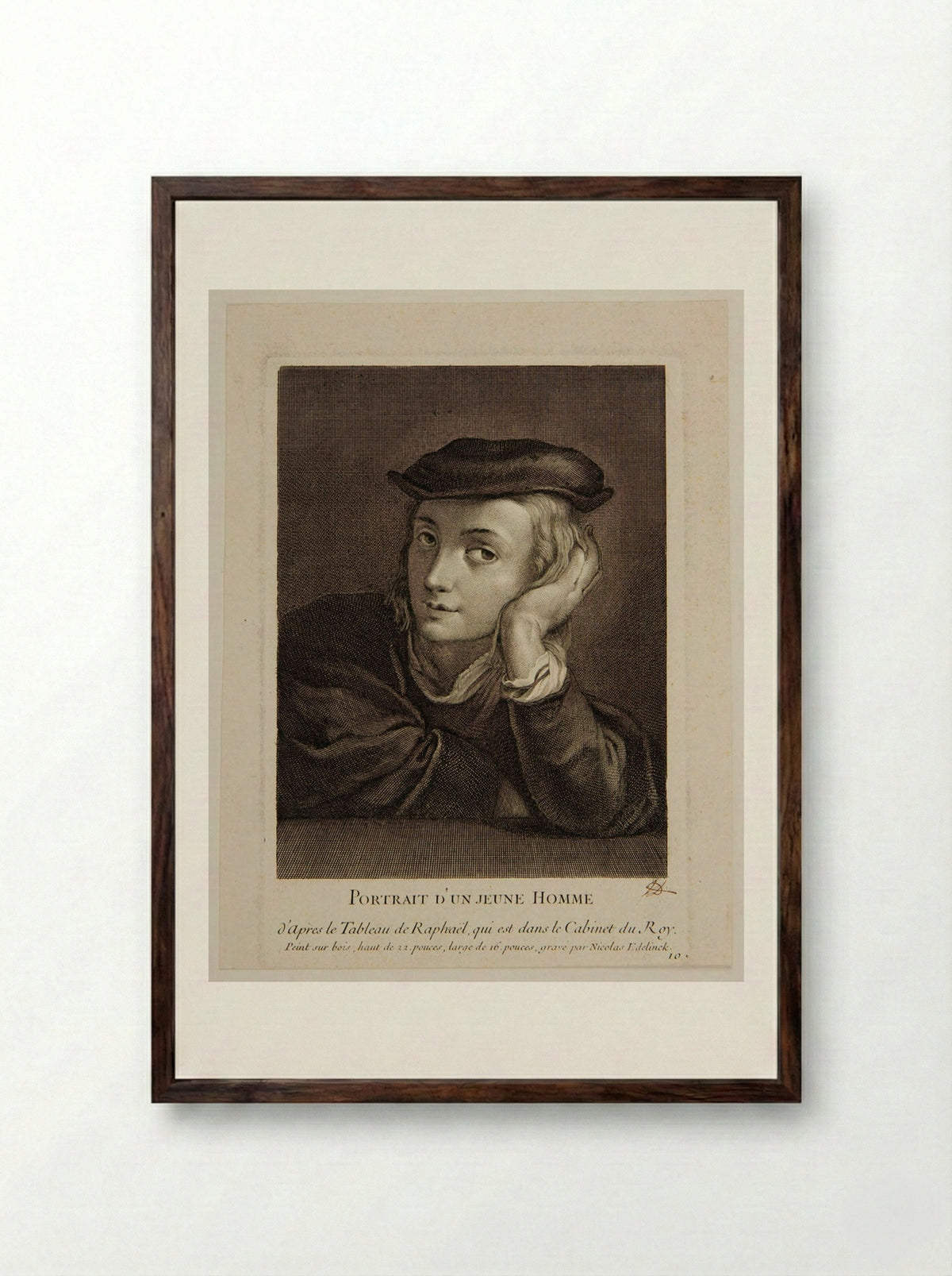 A Young Man - Nicolas Edelinck - Framed Print Dark Wood