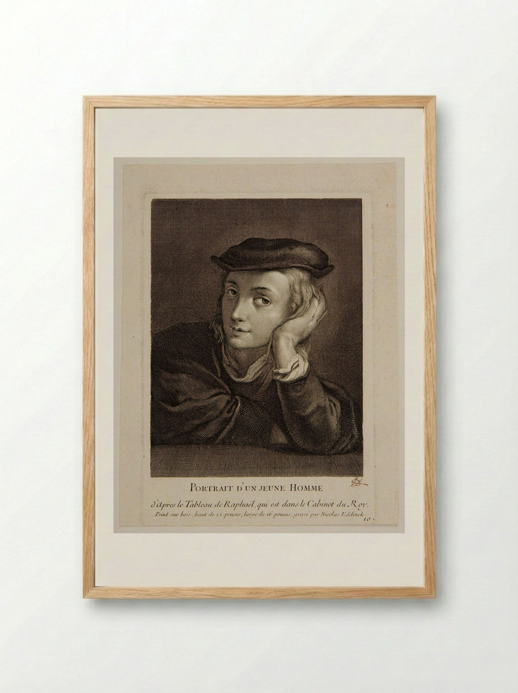 A Young Man - Nicolas Edelinck - Framed Print Wood