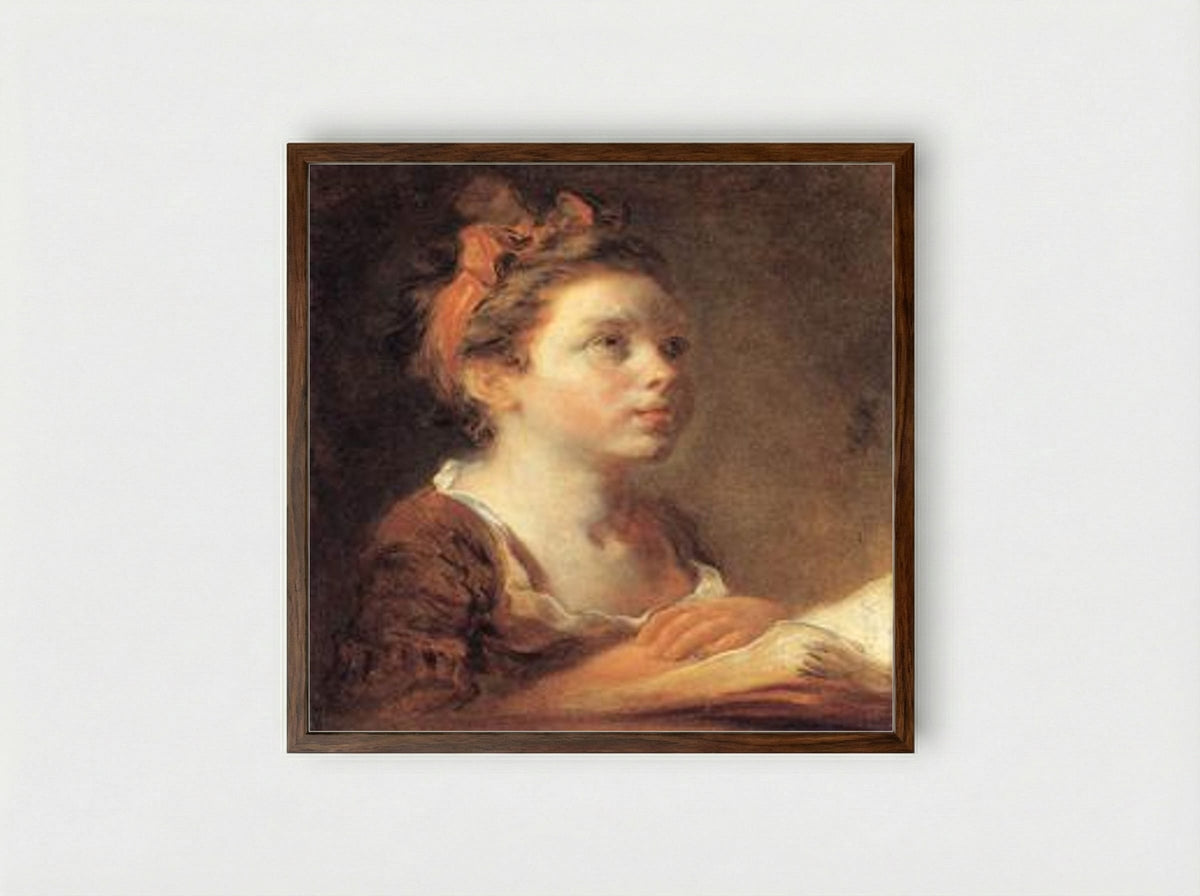 A Young Scholar - Jean-Honoré Fragonard - Framed Print Dark Wood