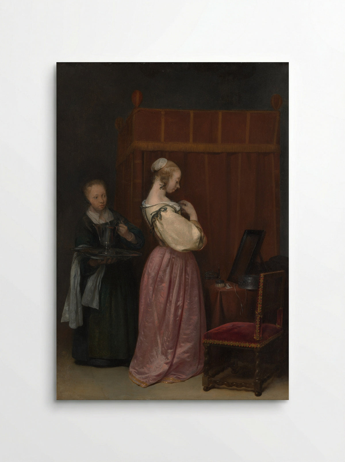 A Young Woman at Her Toilet with a Maid - Gerard ter Borch the Younger - Poster