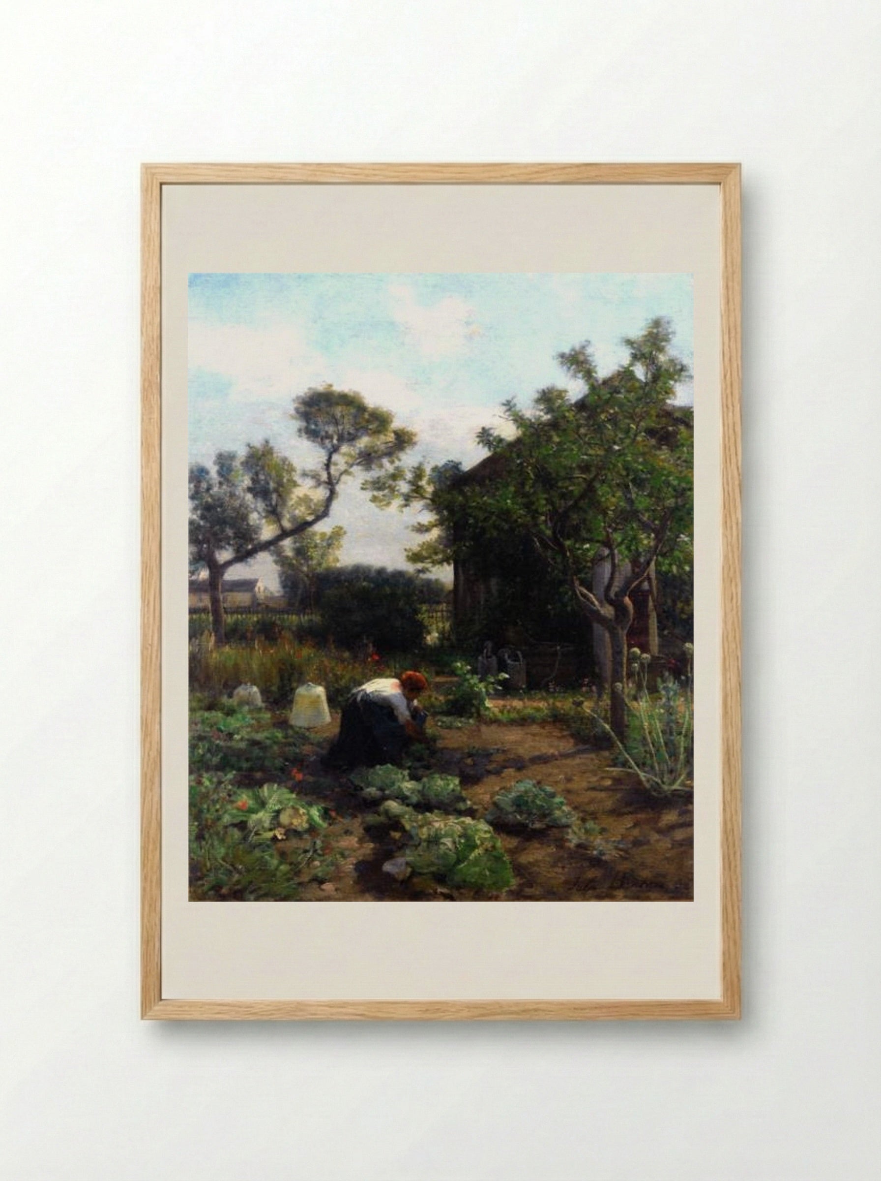 A Young Woman in the Artist's Garden, Courrières - Jules Breton - Framed Print Wood