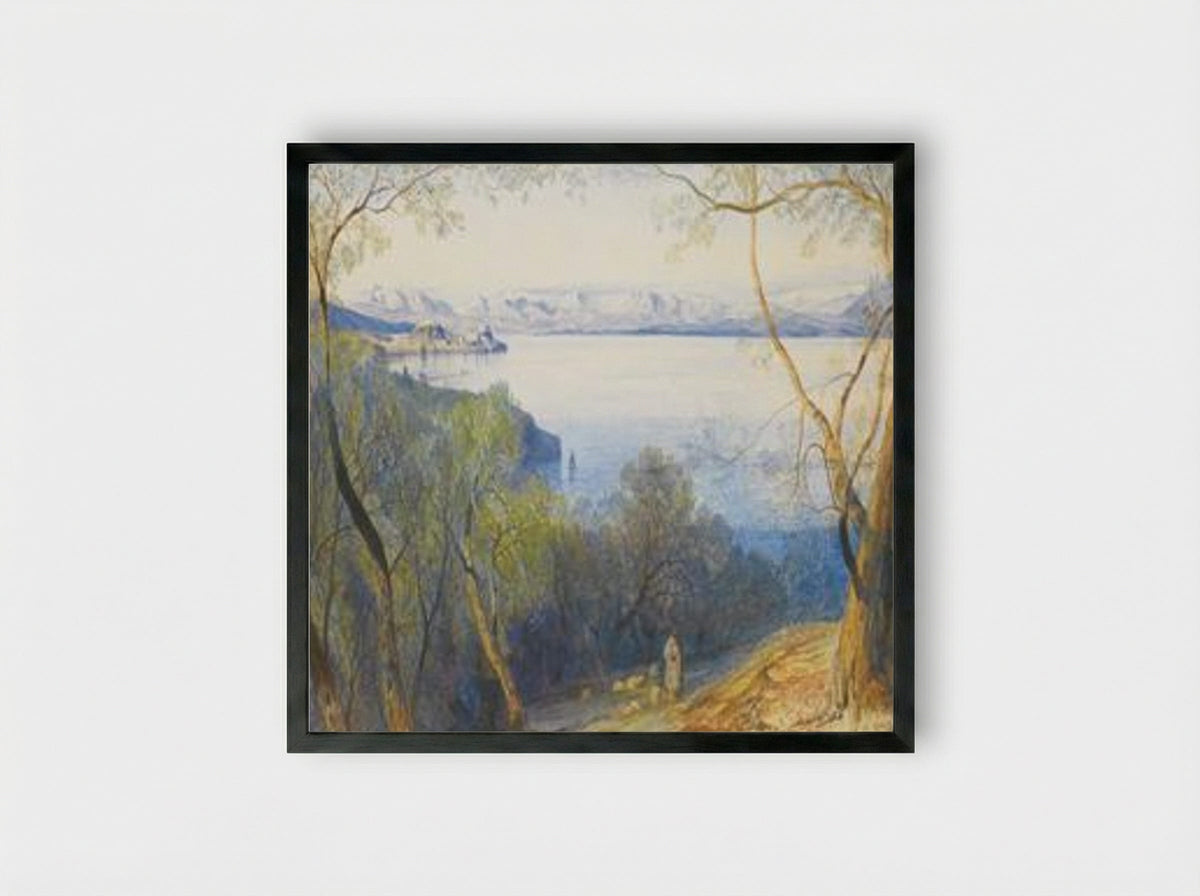 A distant view of the Citadel, Corfu - Edward Lear - Framed Print Black