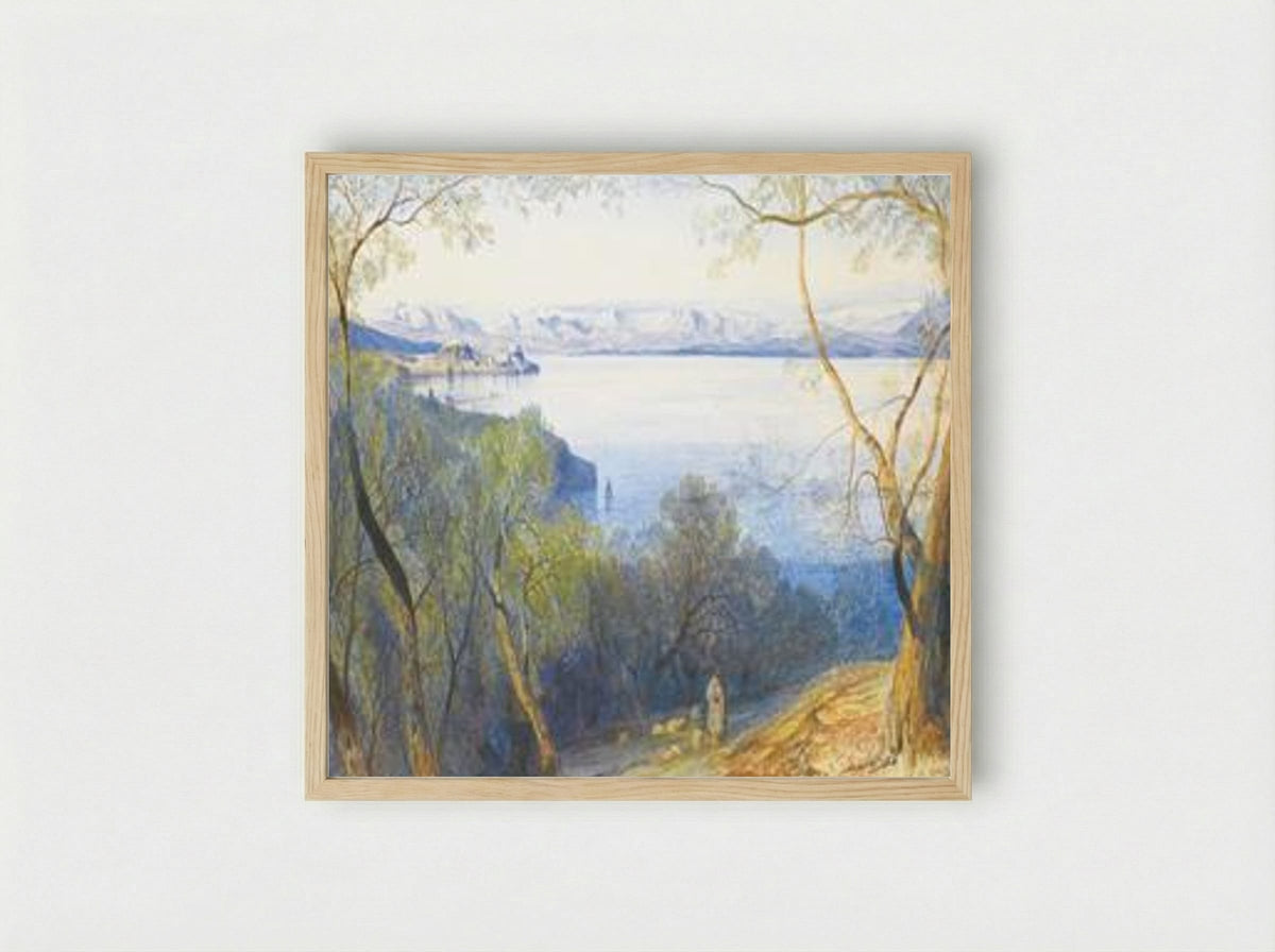 A distant view of the Citadel, Corfu - Edward Lear - Framed Print Wood