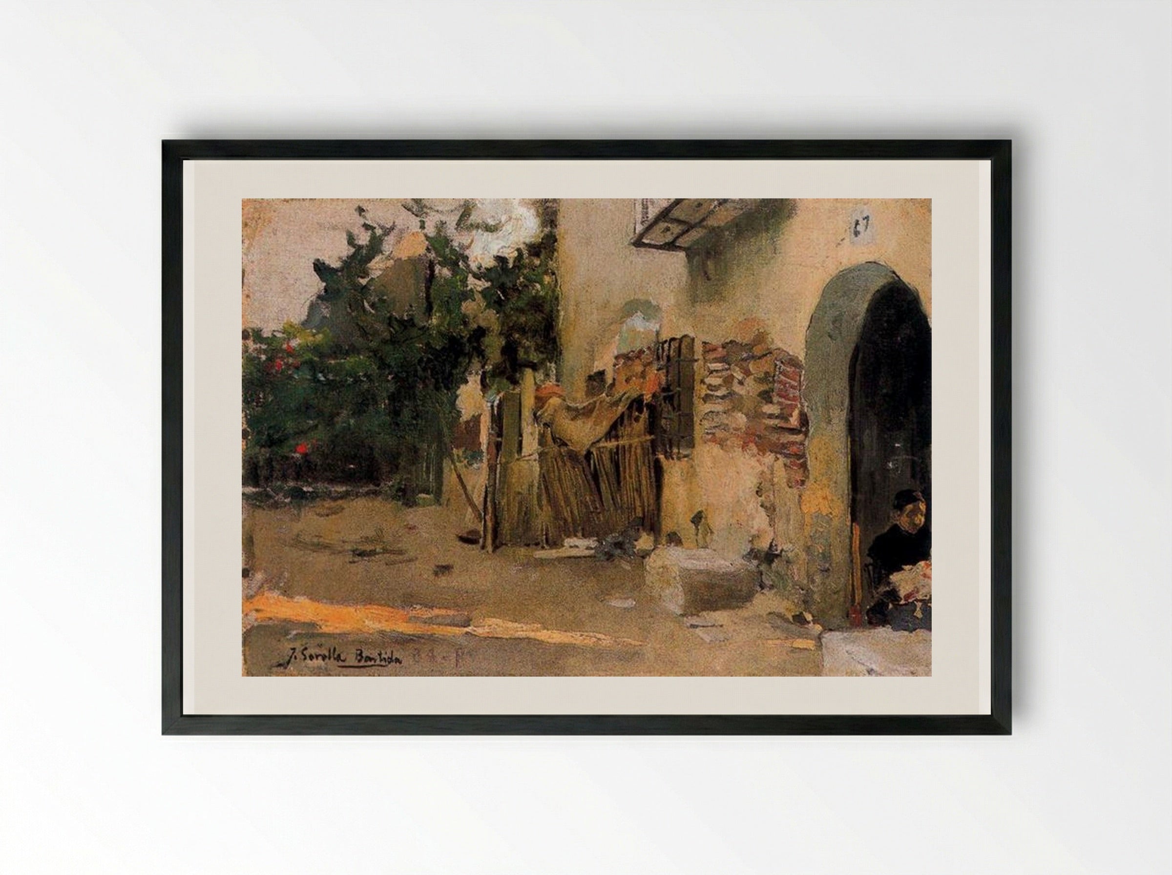 A farmhouse in Valencia - Joaquín Sorolla - Framed Print Black