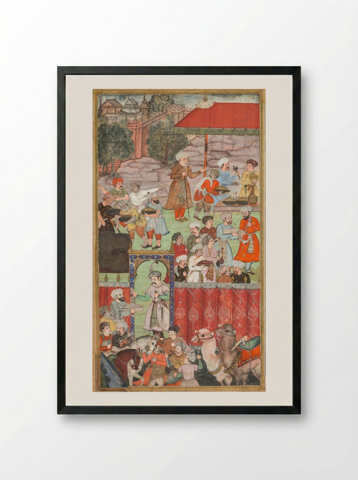 A feast for Babur hosted by his half-brother Jahangir Mirza in Ghazni in May 1505 - Basavana - Framed Print Black