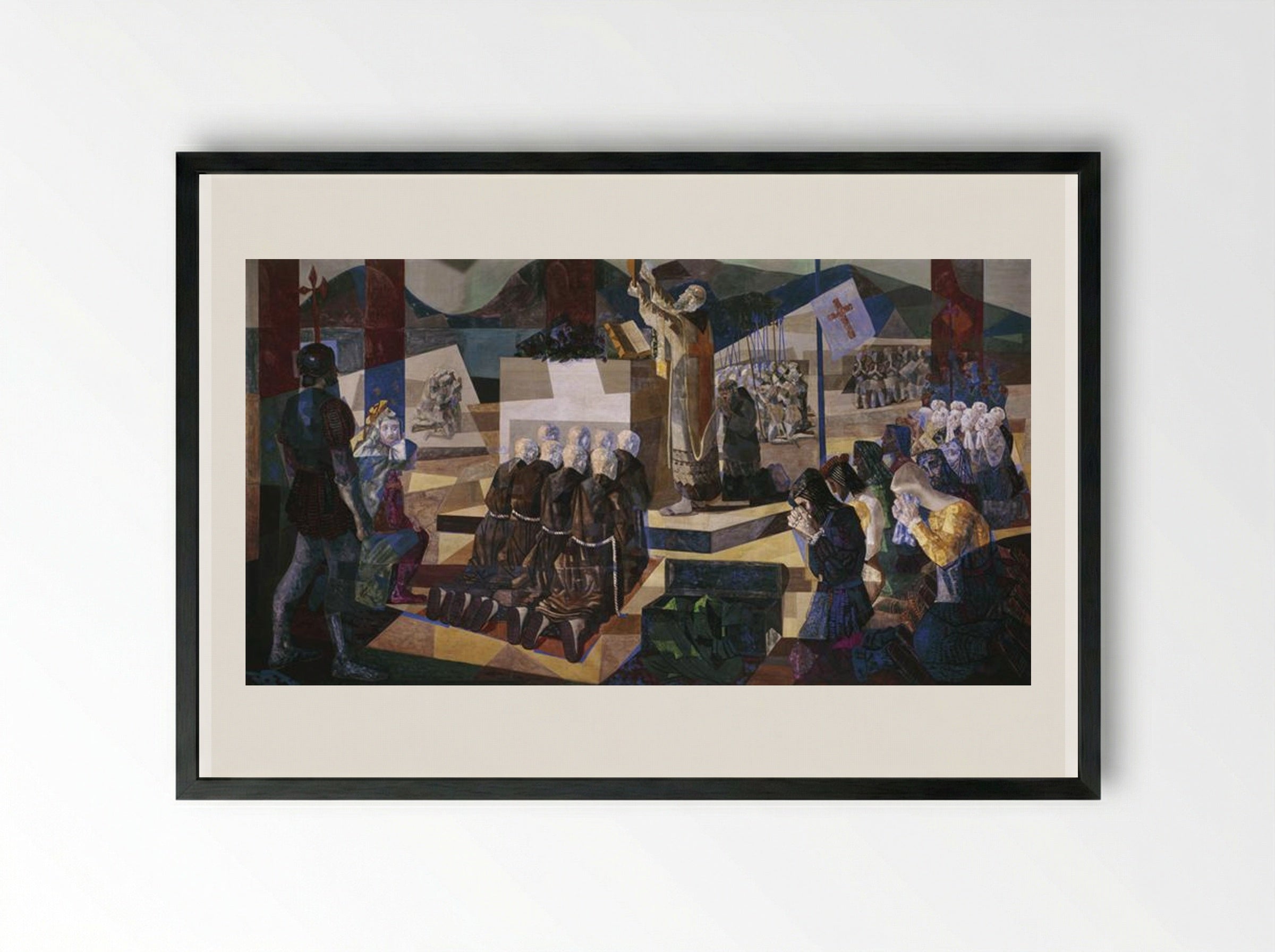 A primeira missa no Brasil - Candido Portinari - Framed Print Black