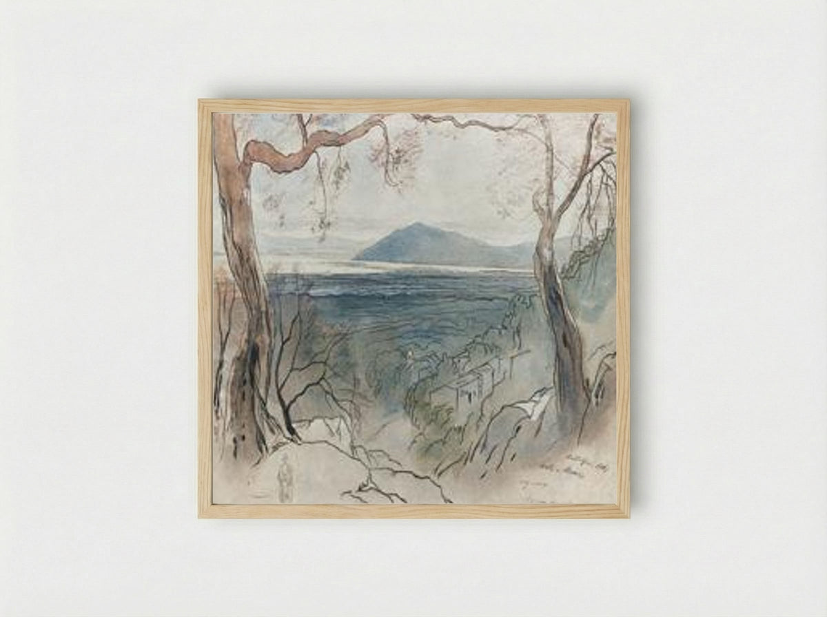 A view of Santa Maura, Levkas, Ionian Islands - Edward Lear - Framed Print Wood