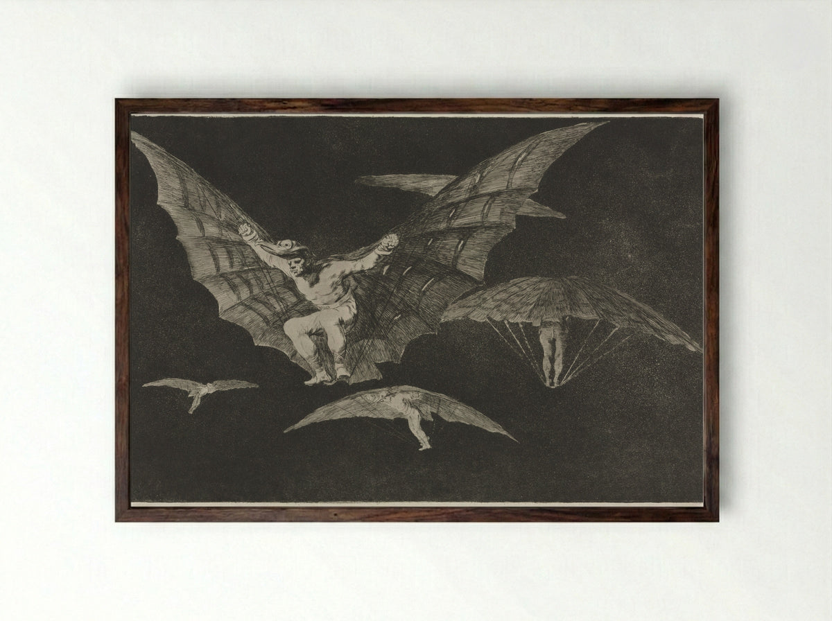 A way of flying - Francisco Goya - Framed Print Dark Wood