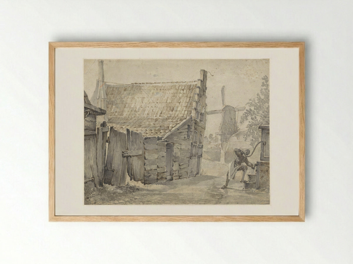 Aan de Papentorenvest te Haarlem - Hendrik Savrij - Framed Print Wood