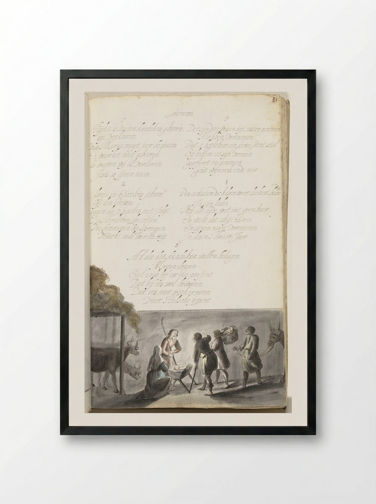 Aanbidding der herders - Gesina ter Borch - Framed Print Black