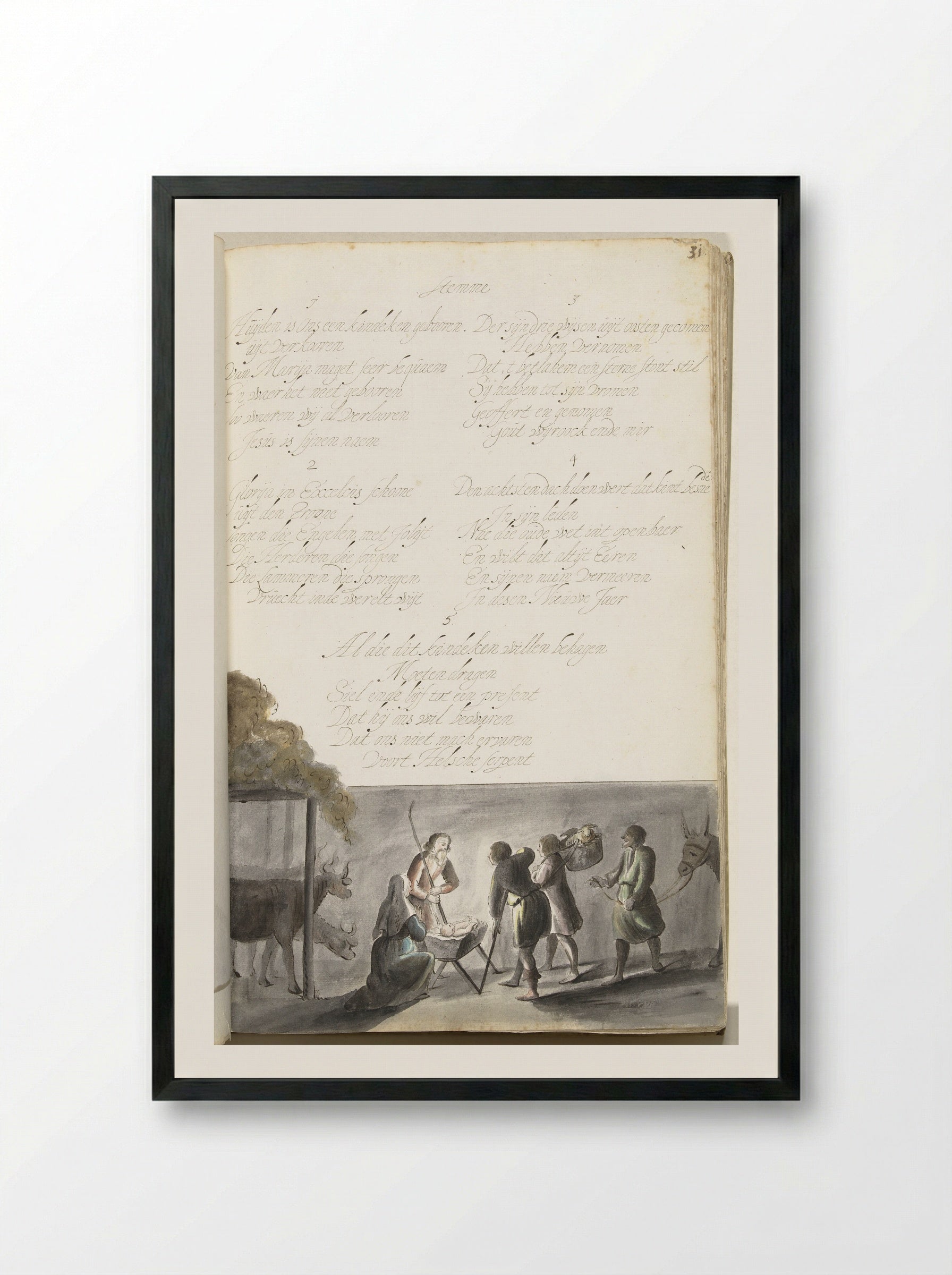 Aanbidding der herders - Gesina ter Borch - Framed Print Black