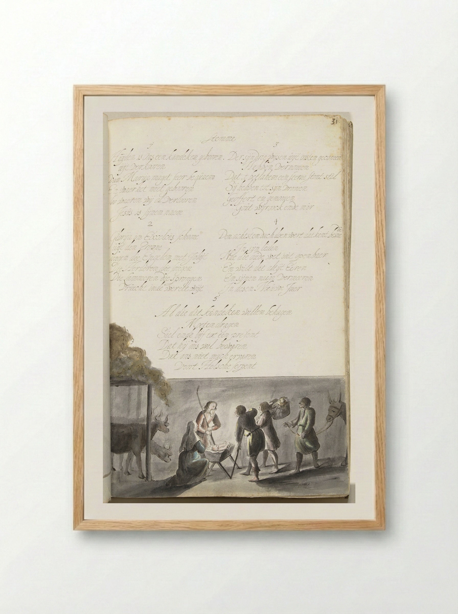 Aanbidding der herders - Gesina ter Borch - Framed Print Wood