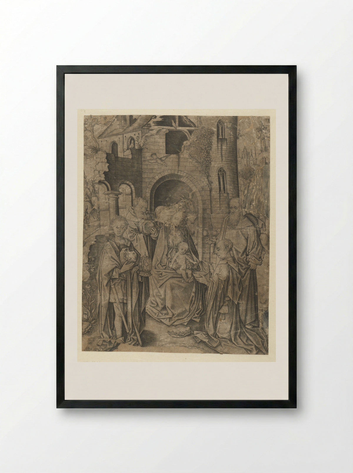 Aanbidding der koningen - Meester IAM van Zwoll - Framed Print Black
